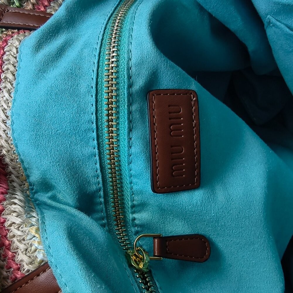 🥨Miu Miu Embroidered Woven Beach Tote Bag - Picture 5 of 7